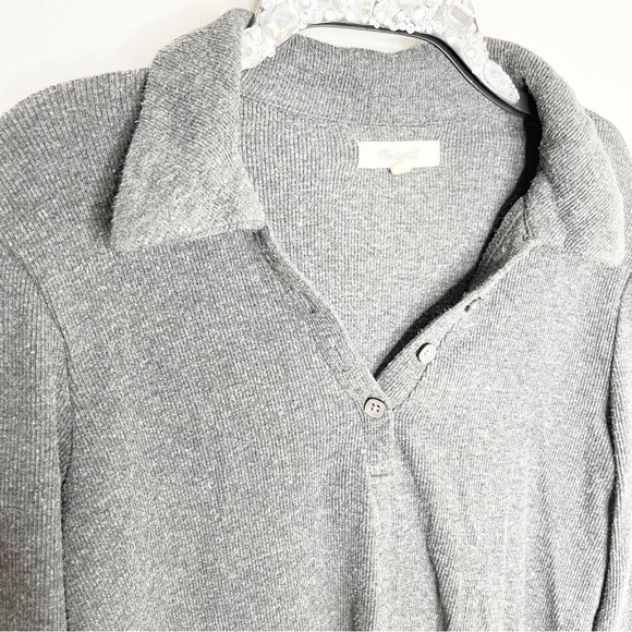 Madewell Gray V-Neck Collared Sweater - Picture 6 of 9